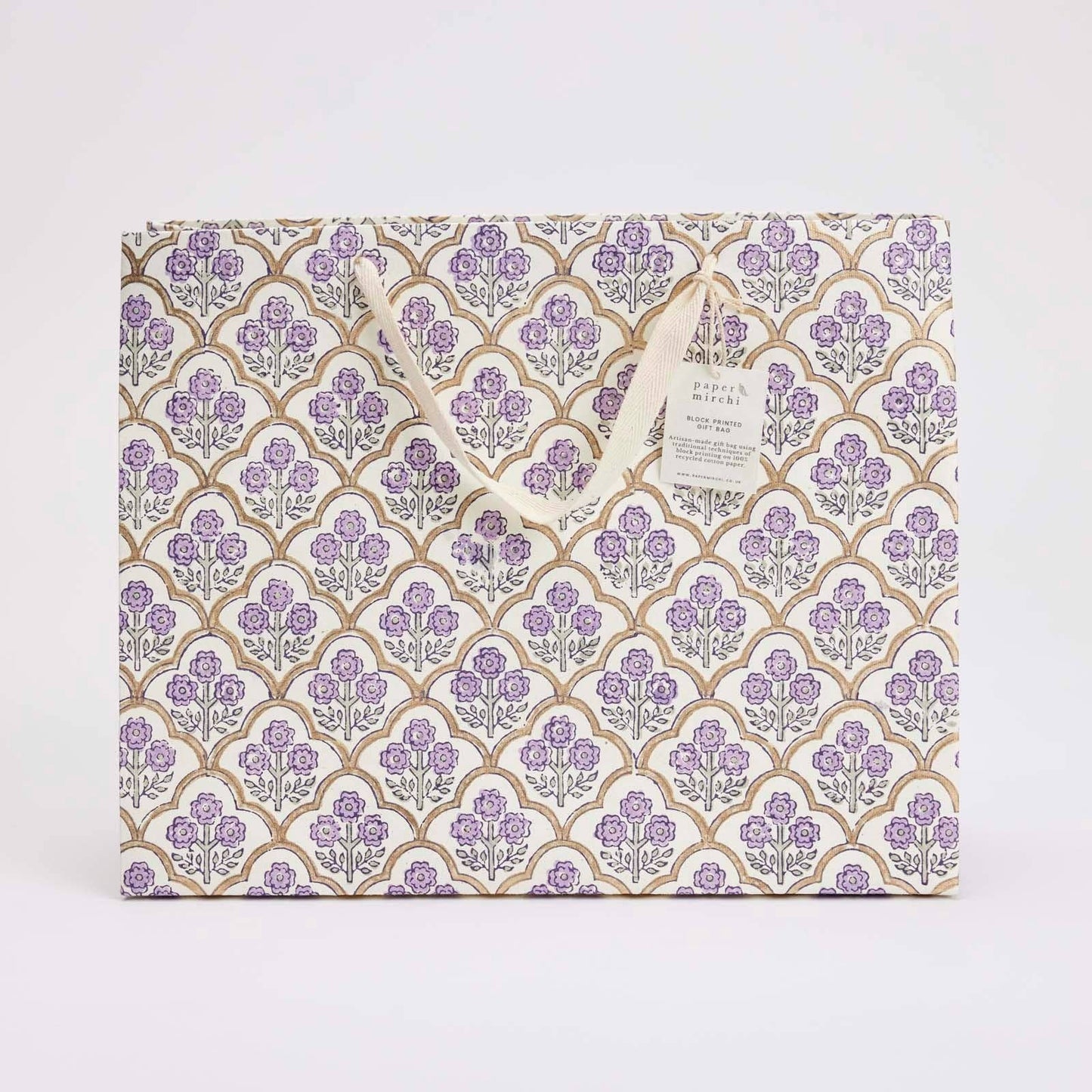 Hand Block Printed Gift Bags (Large) - Lavender