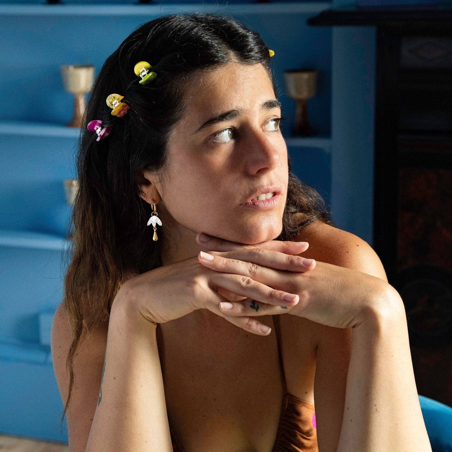 Petal Drop Hoop Earrings
