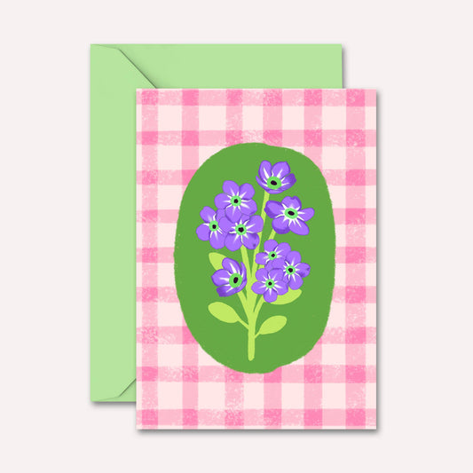 Floral Pink Gingham Card | Just Because, Any Occasion