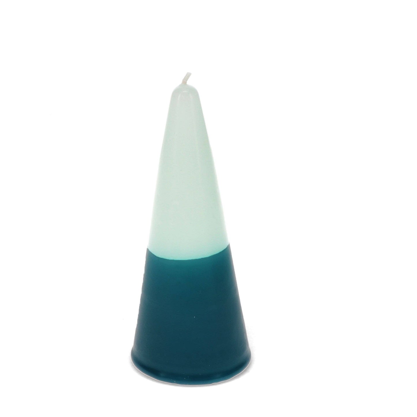 Small Two-Colour Cone Candle - Dark Blue-Mint Green