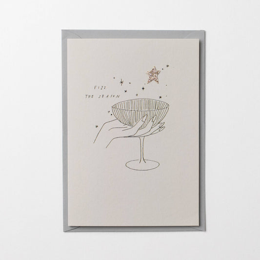 Fizz The Season Christmas Holiday Hand Finished Card