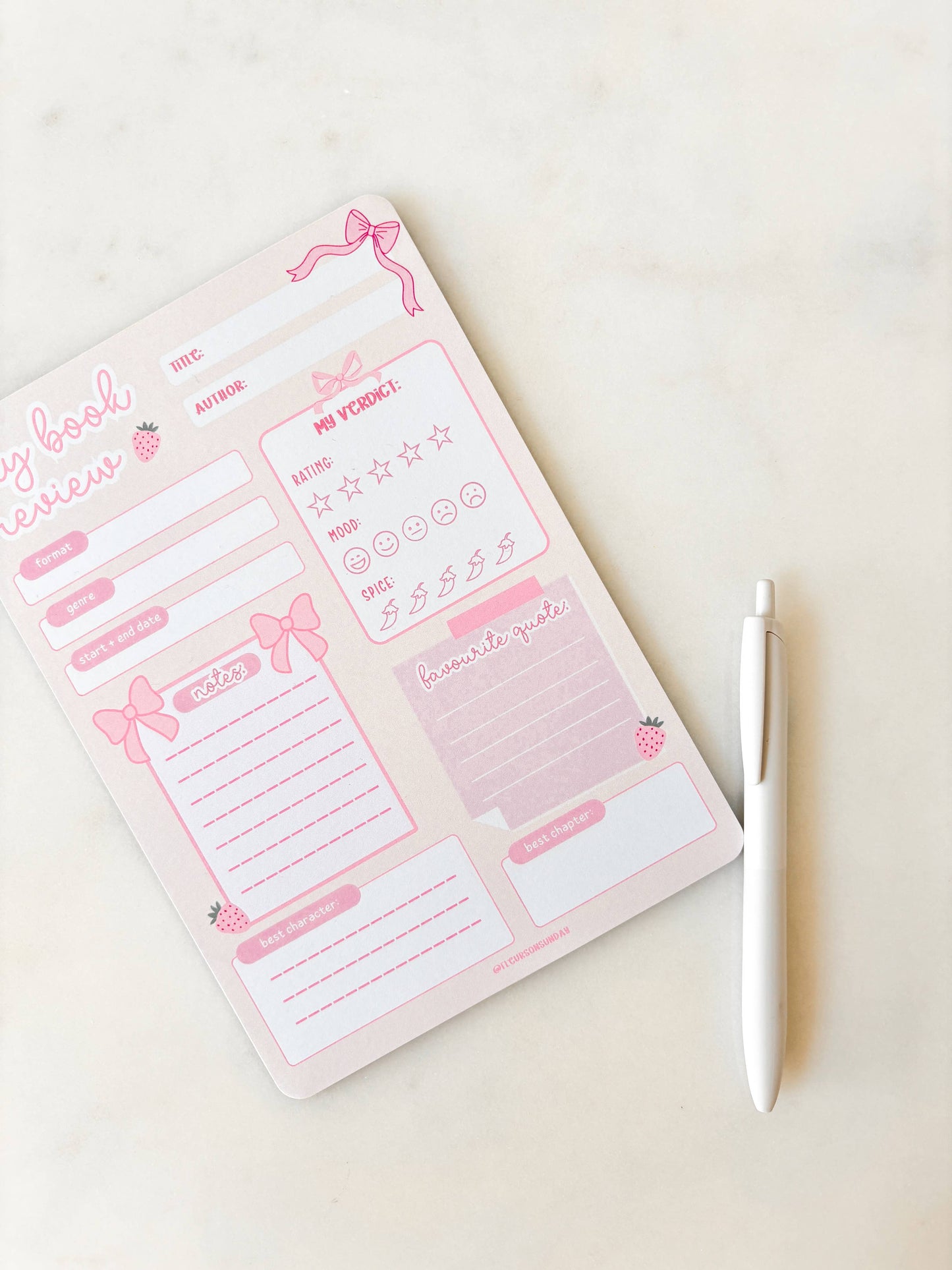 Cute Book Review Notepad | A5 Notepad