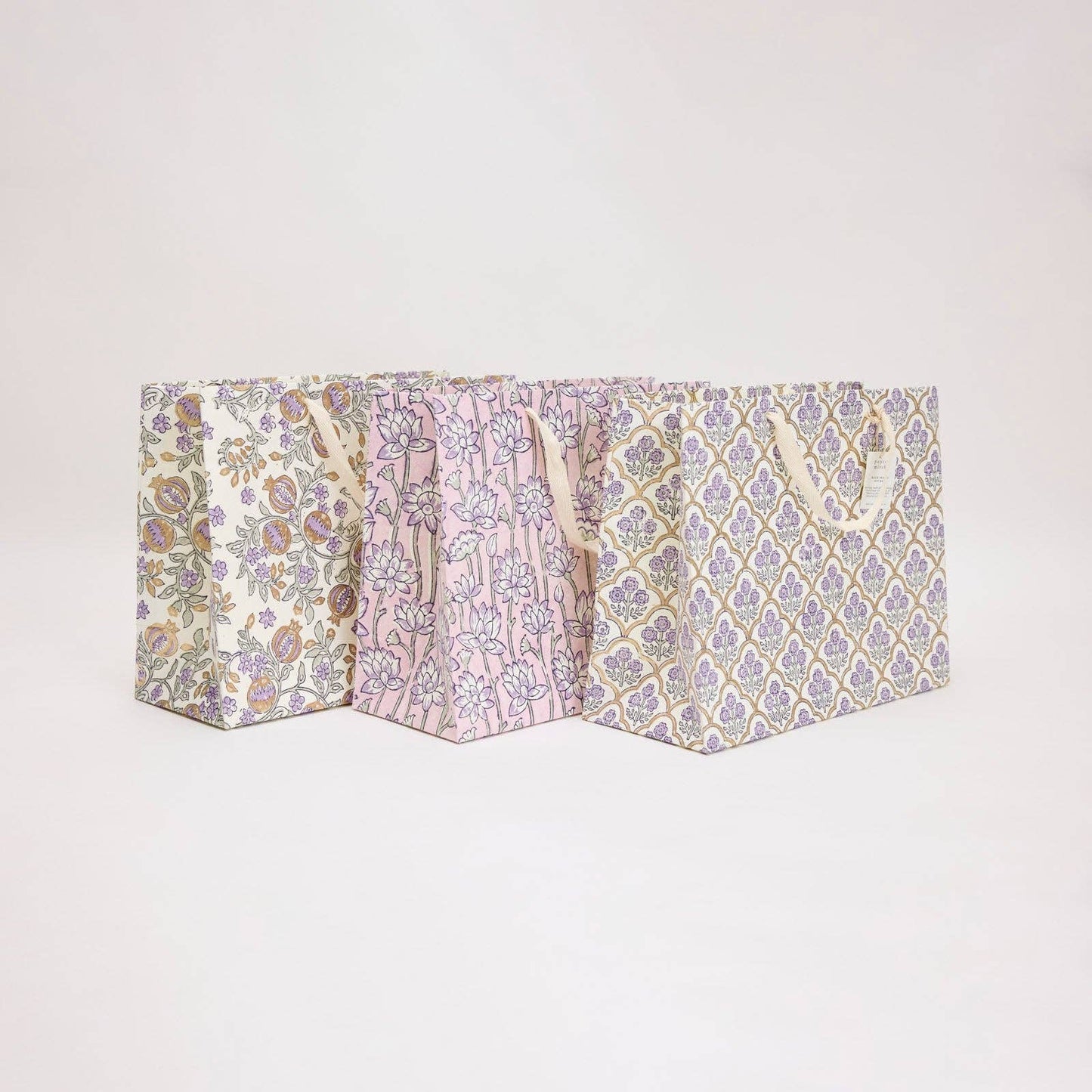 Hand Block Printed Gift Bags (Large) - Lavender