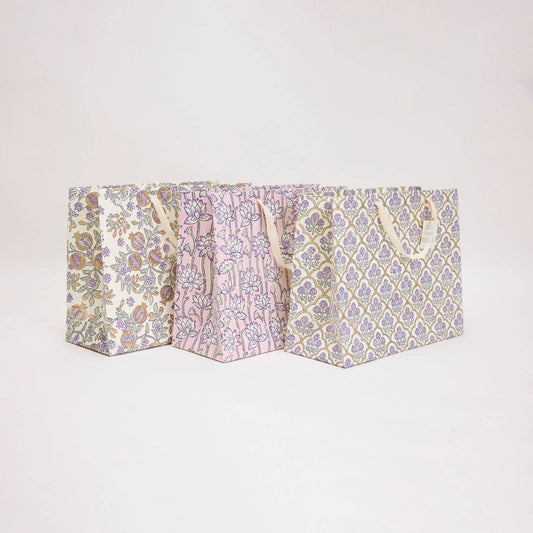 Hand Block Printed Gift Bags (Large) - Lavender