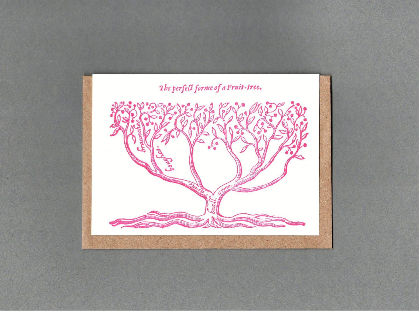 Fruit Tree. Letterpress Greeting Card, Eco Friendly