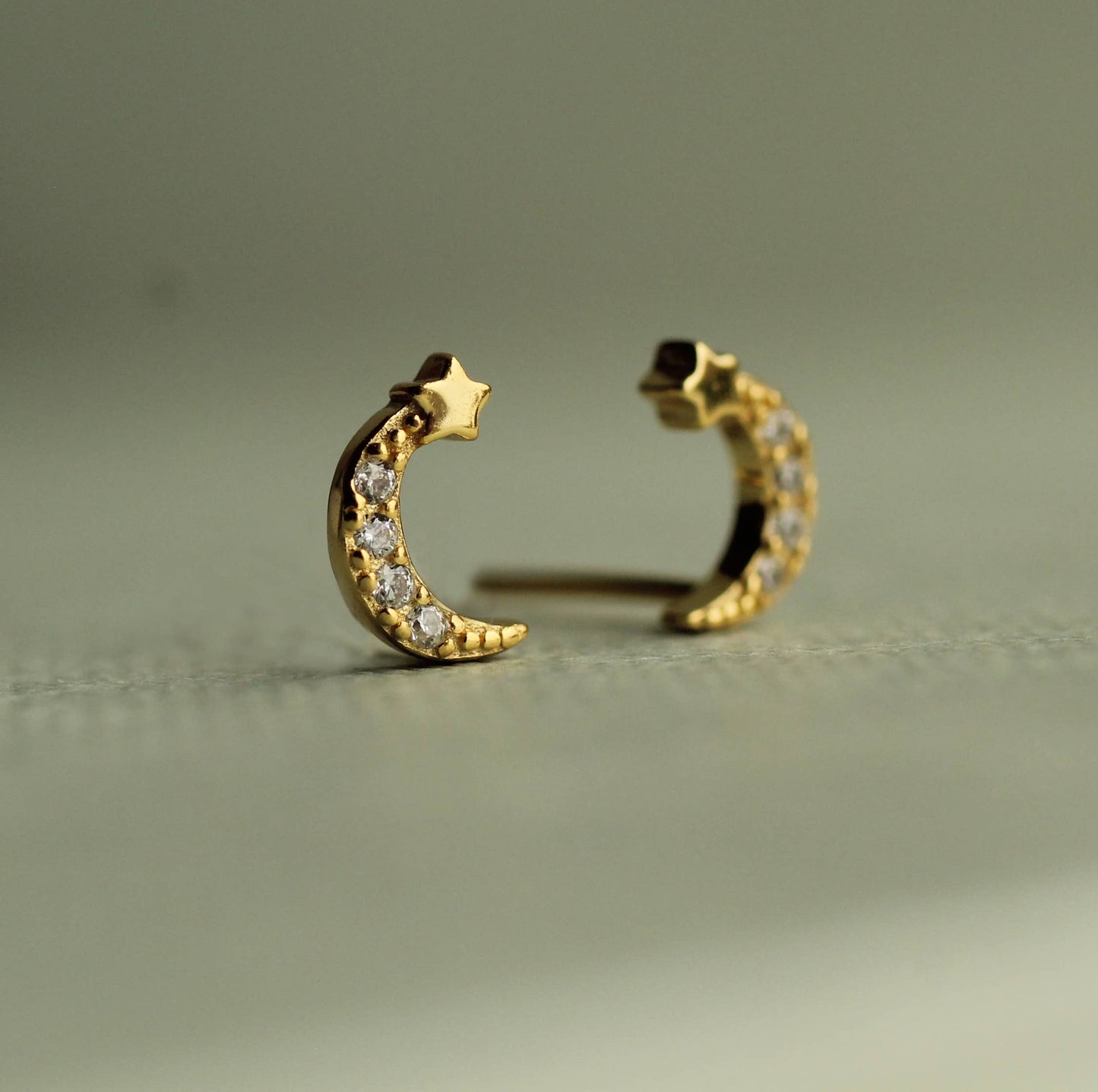Gold Vermeil Moon Stud Earrings