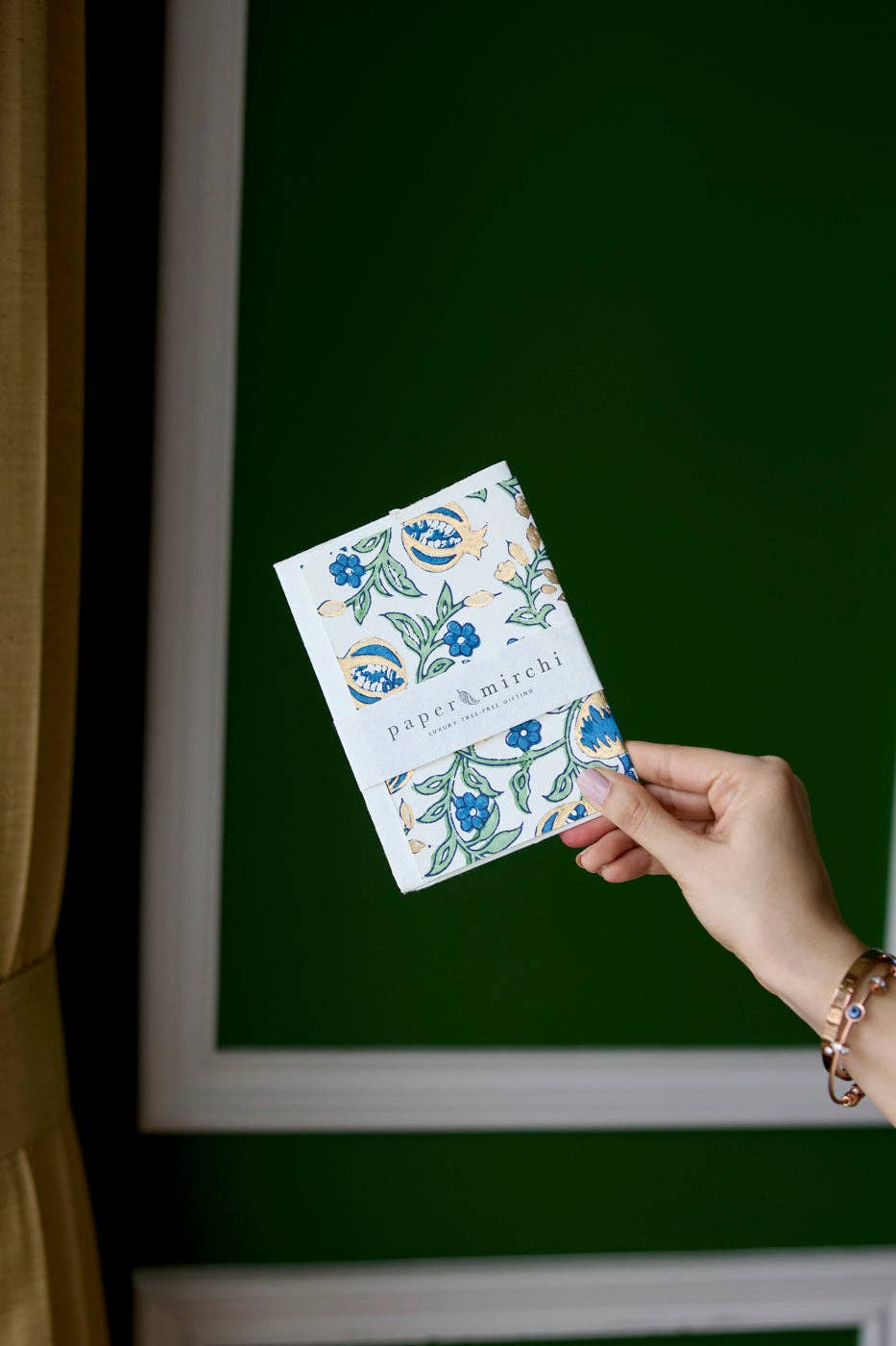 Hand Block Printed Greeting Card - Pomegranate Indigo