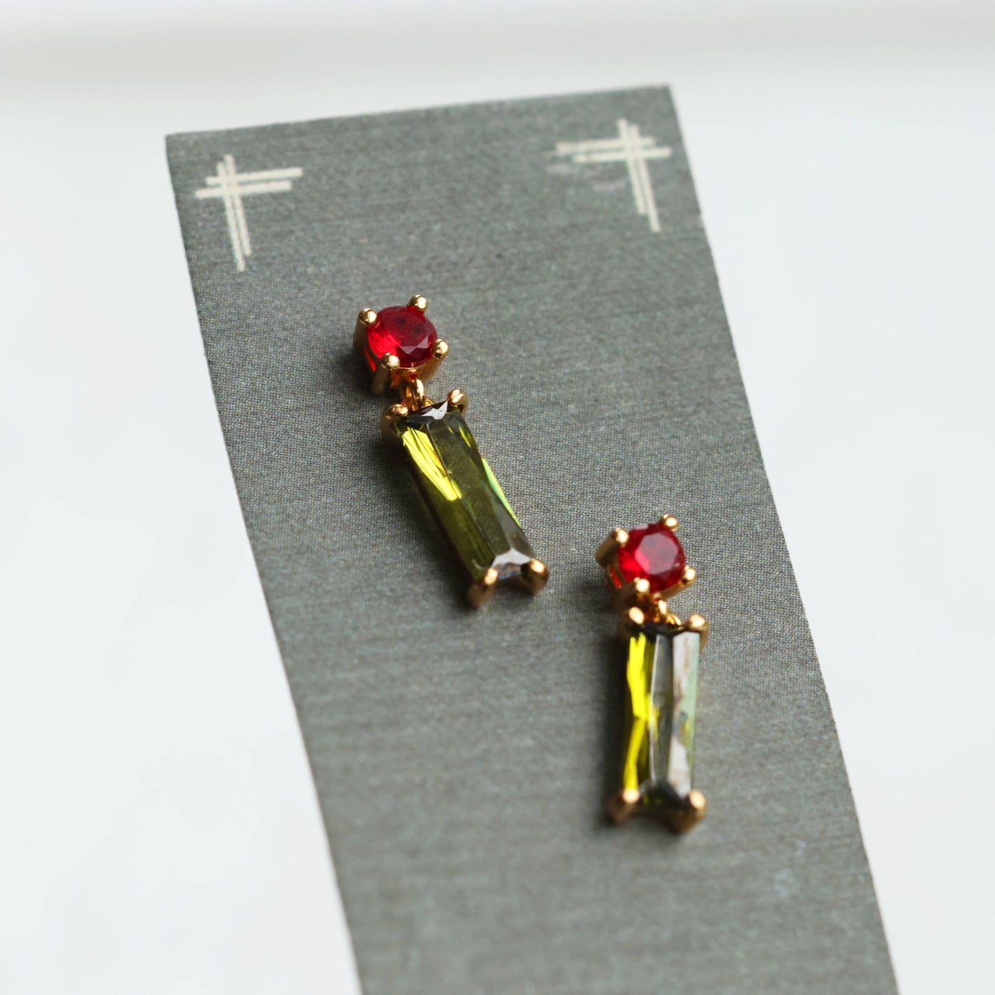 Mid Century Olive Green Earrings