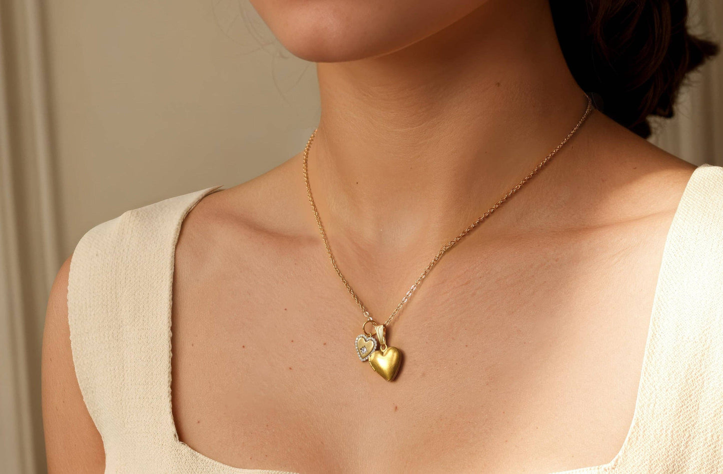 Vintage Heart Charm Locket Necklace