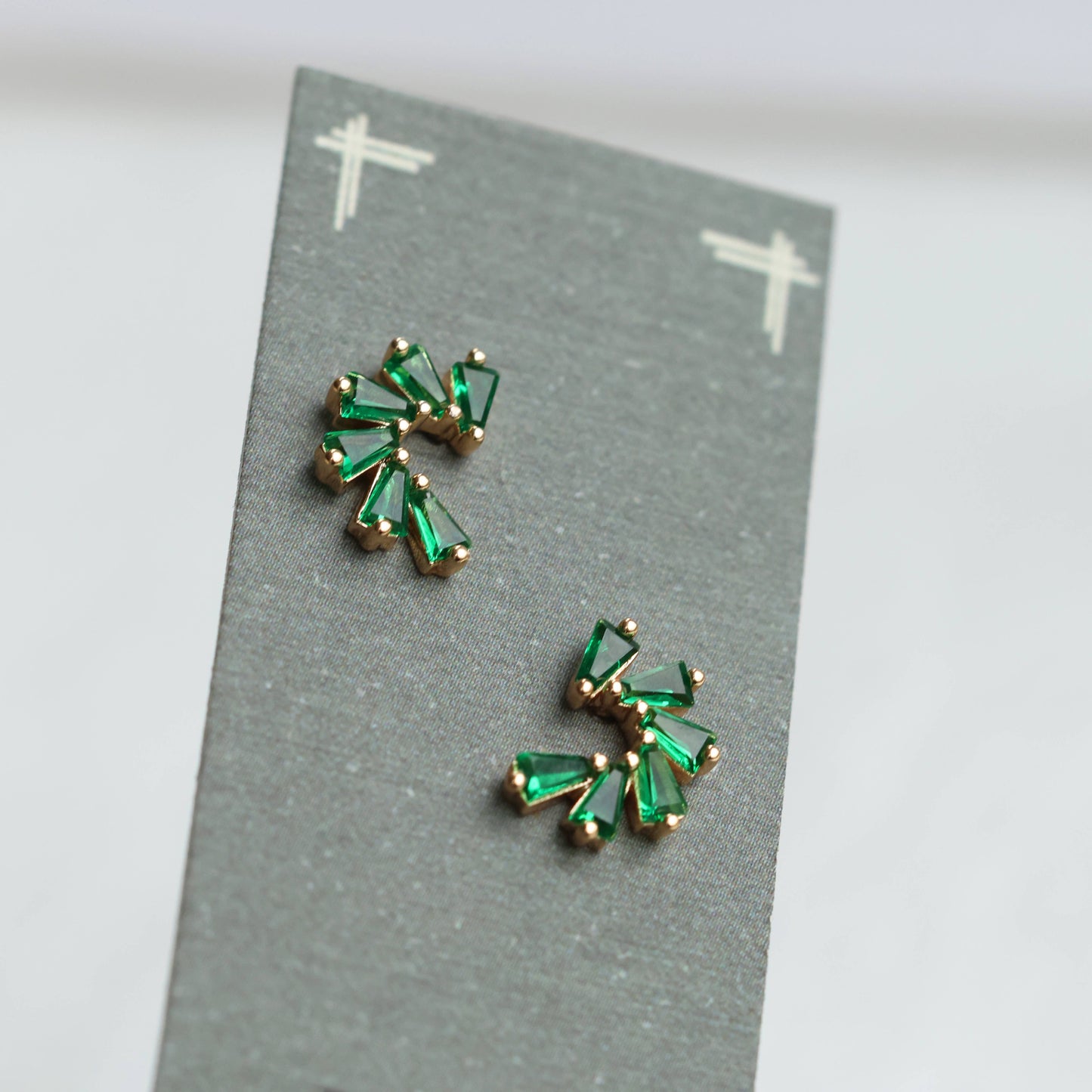Emerald Green Sterling Silver Pinwheel Stud Earrings