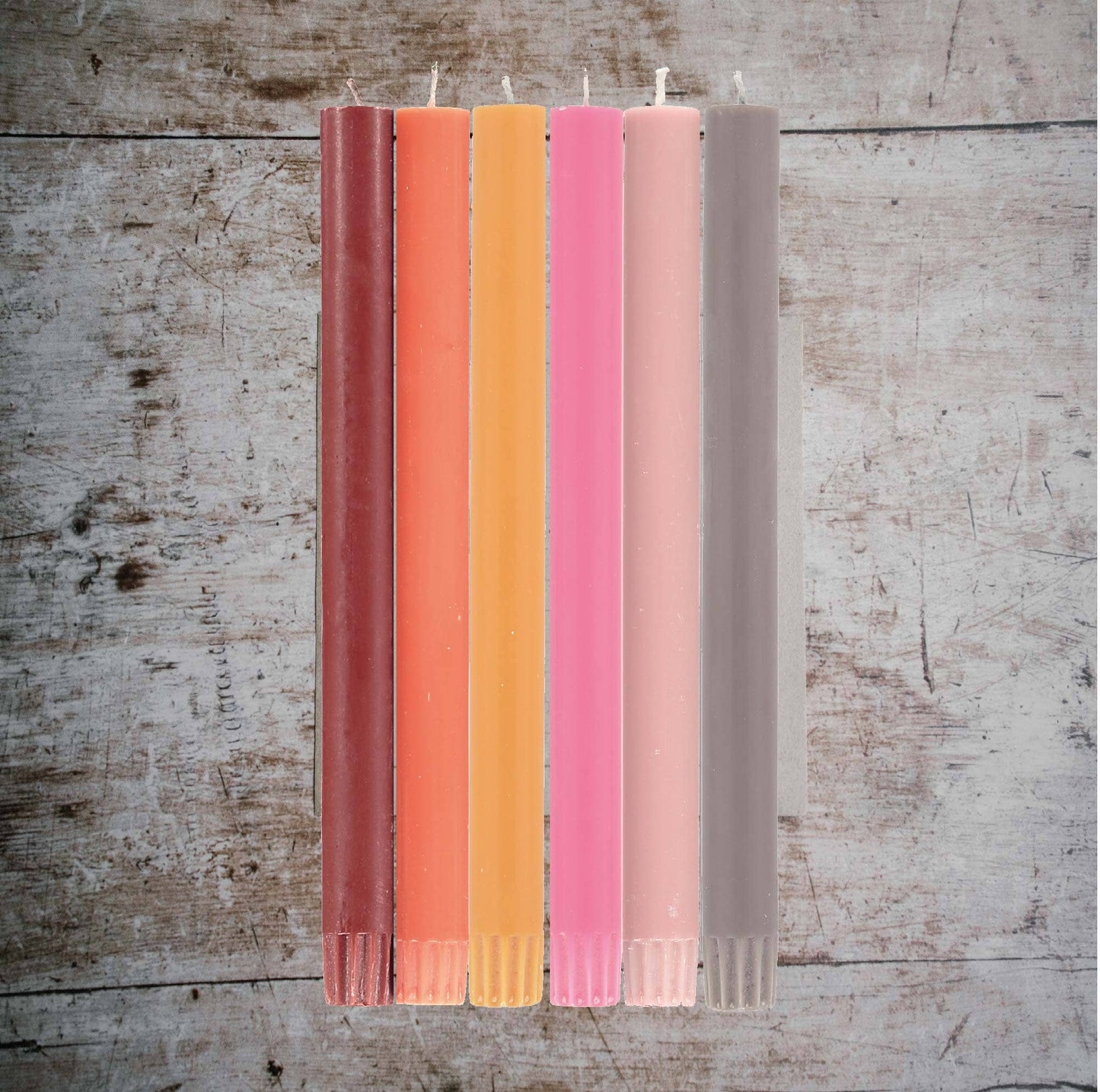 Mixed Set Warm Rainbow Eco Dinner Candles, 6 per pack