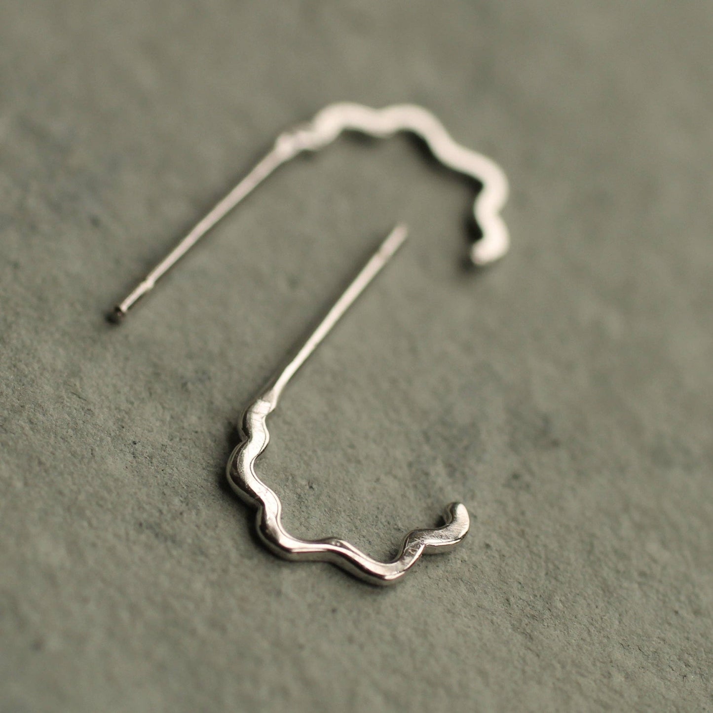 Wobbly Silver Hoop Earrings