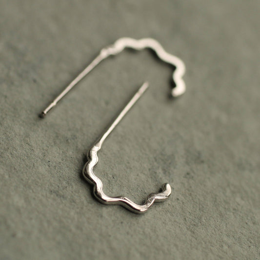Wobbly Silver Hoop Earrings