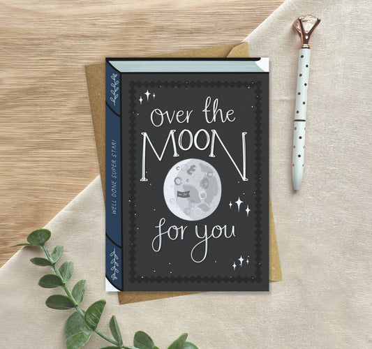Over the Moon – Luxury Book Congratulations Well Done Card