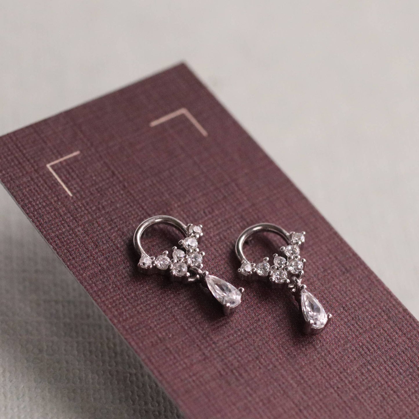 Sterling Silver Crystal Droplet Mini Hoop Stud Earrings