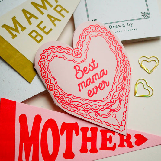 Best mama ever cake heart card