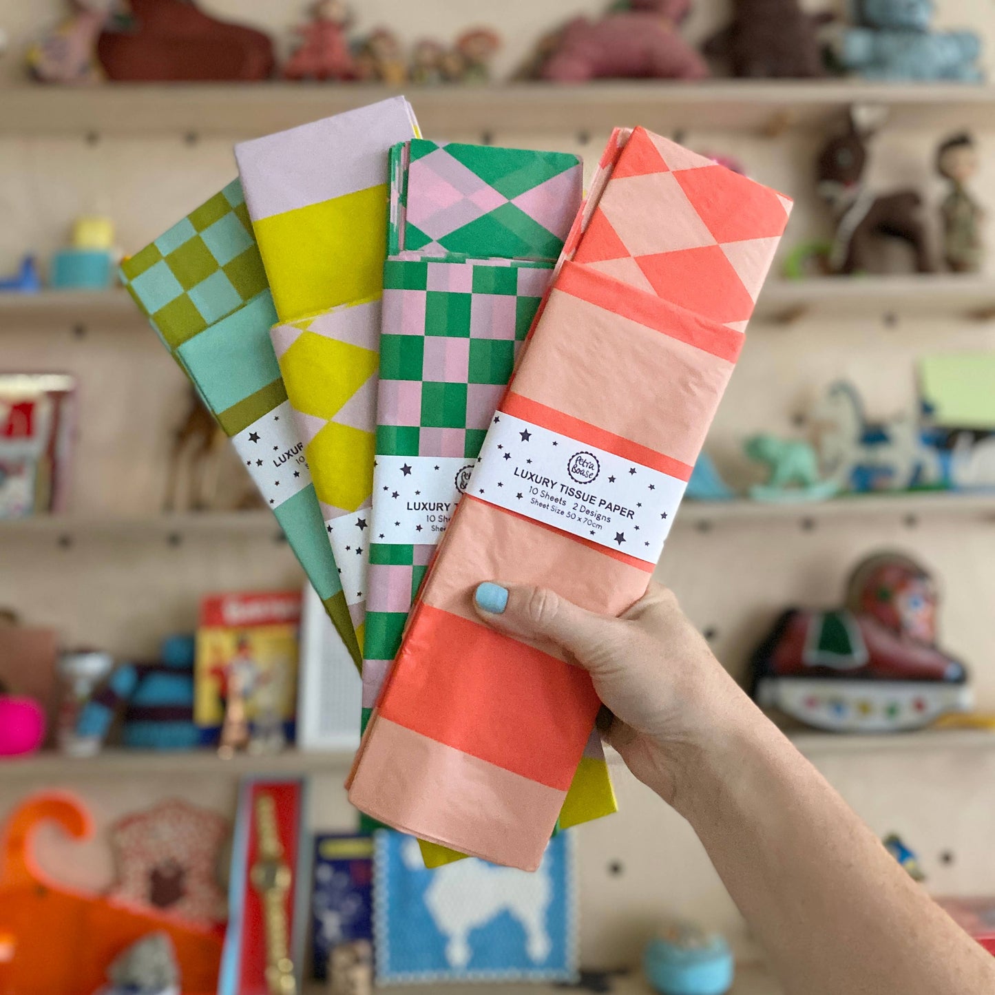 Luxury Patterned Tissue Paper Gift Wrap | Green/Pink