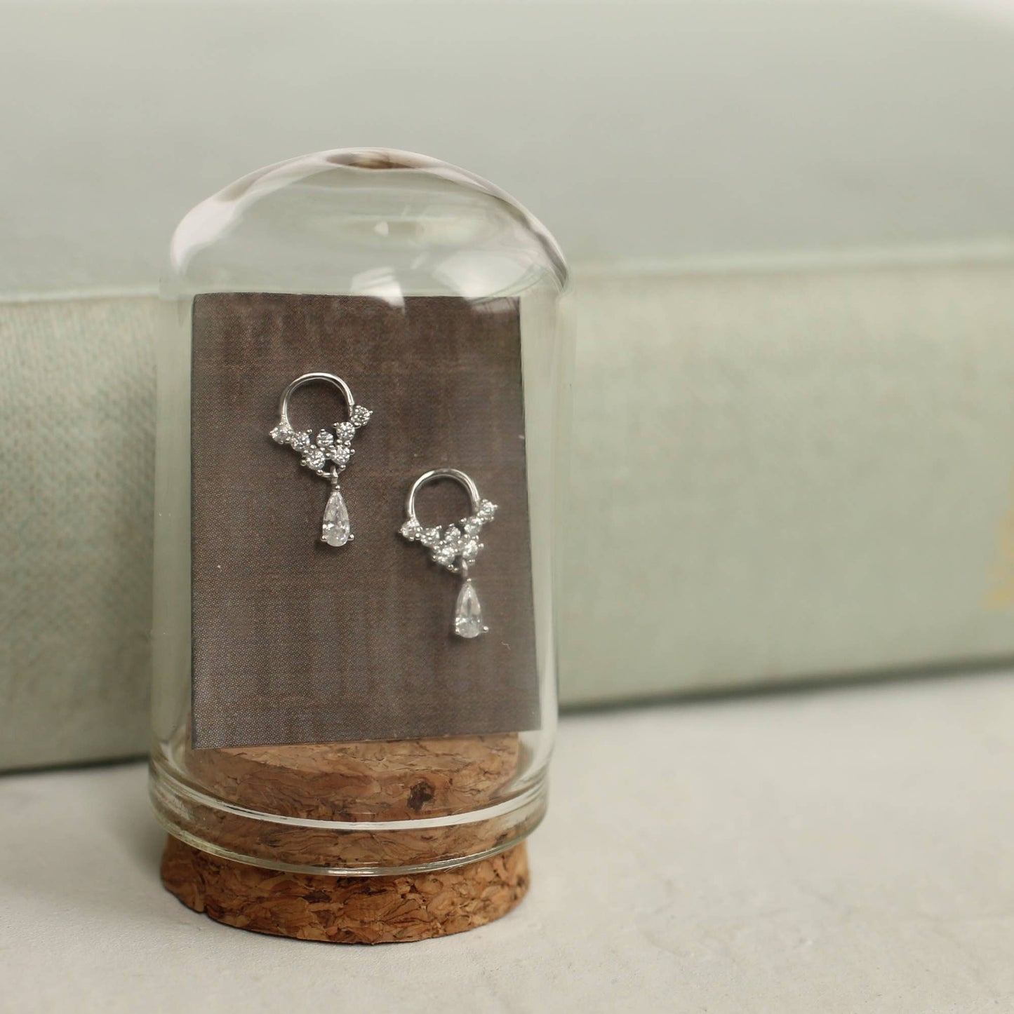 Sterling Silver Crystal Droplet Mini Hoop Stud Earrings