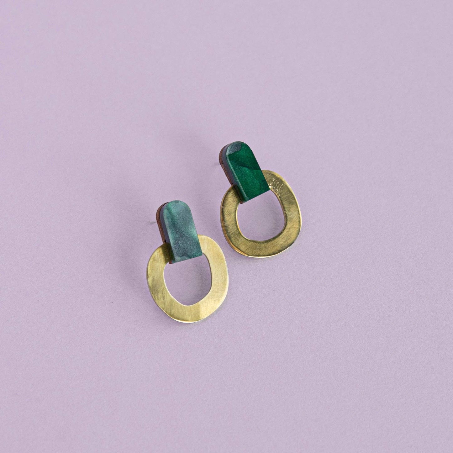 Around Brass Stud Earrings, Mothers Day