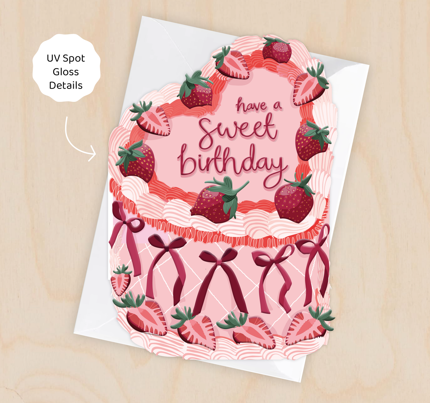 Sweet Birthday - Strawberry Birthday Cake Shaped Card