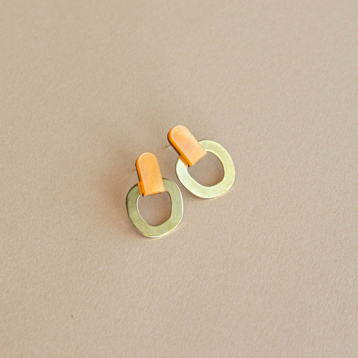 Around Brass Stud Earrings, Mothers Day