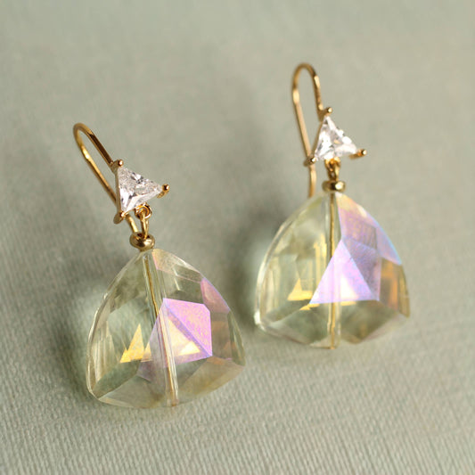 Champagne Yellow Art Deco Bridal Earrings