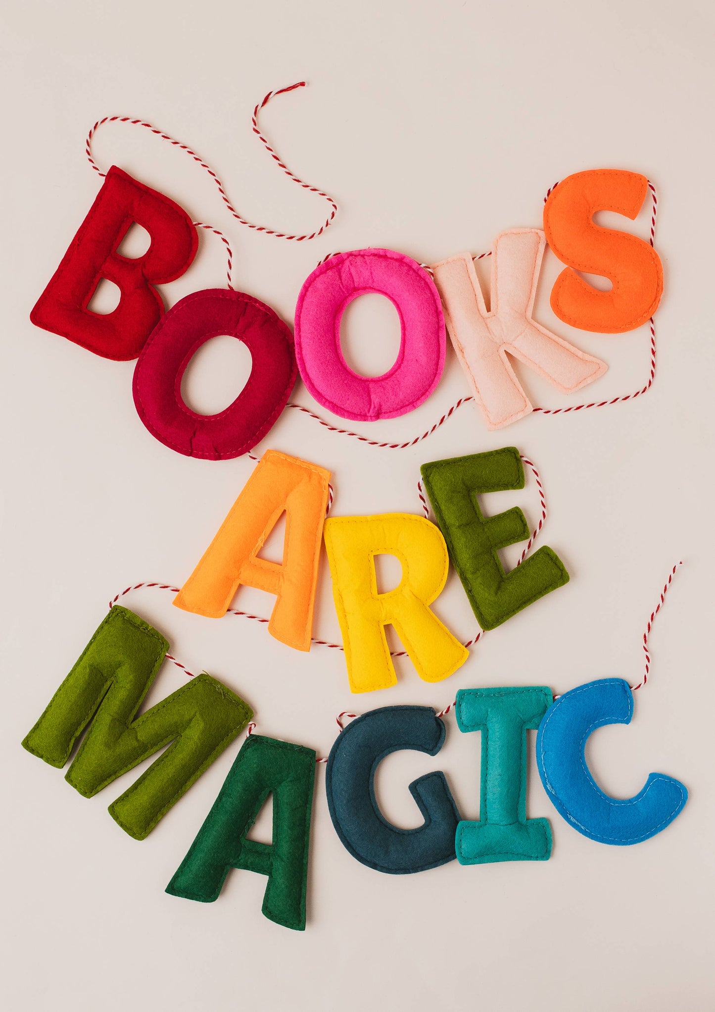 Decorative Rainbow Felt Garland - BOOKS ARE MAGIC