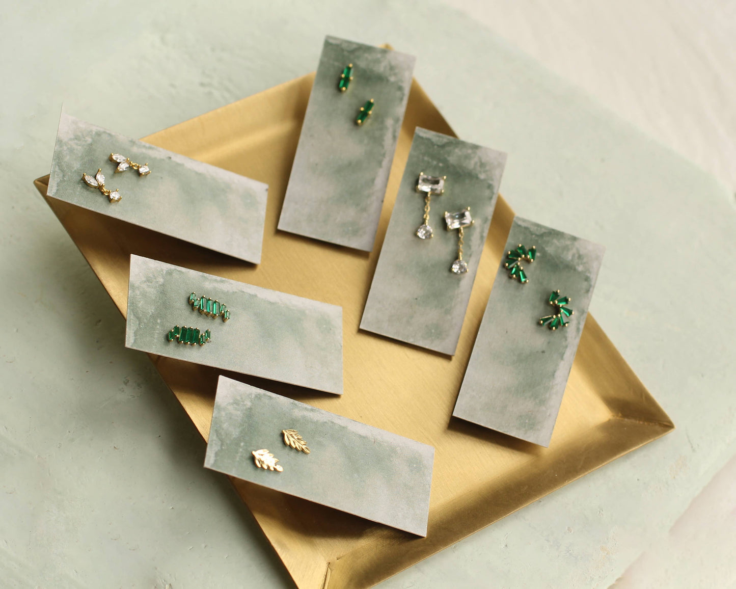 Rustic Crystal Gold Trio Stud Earrings
