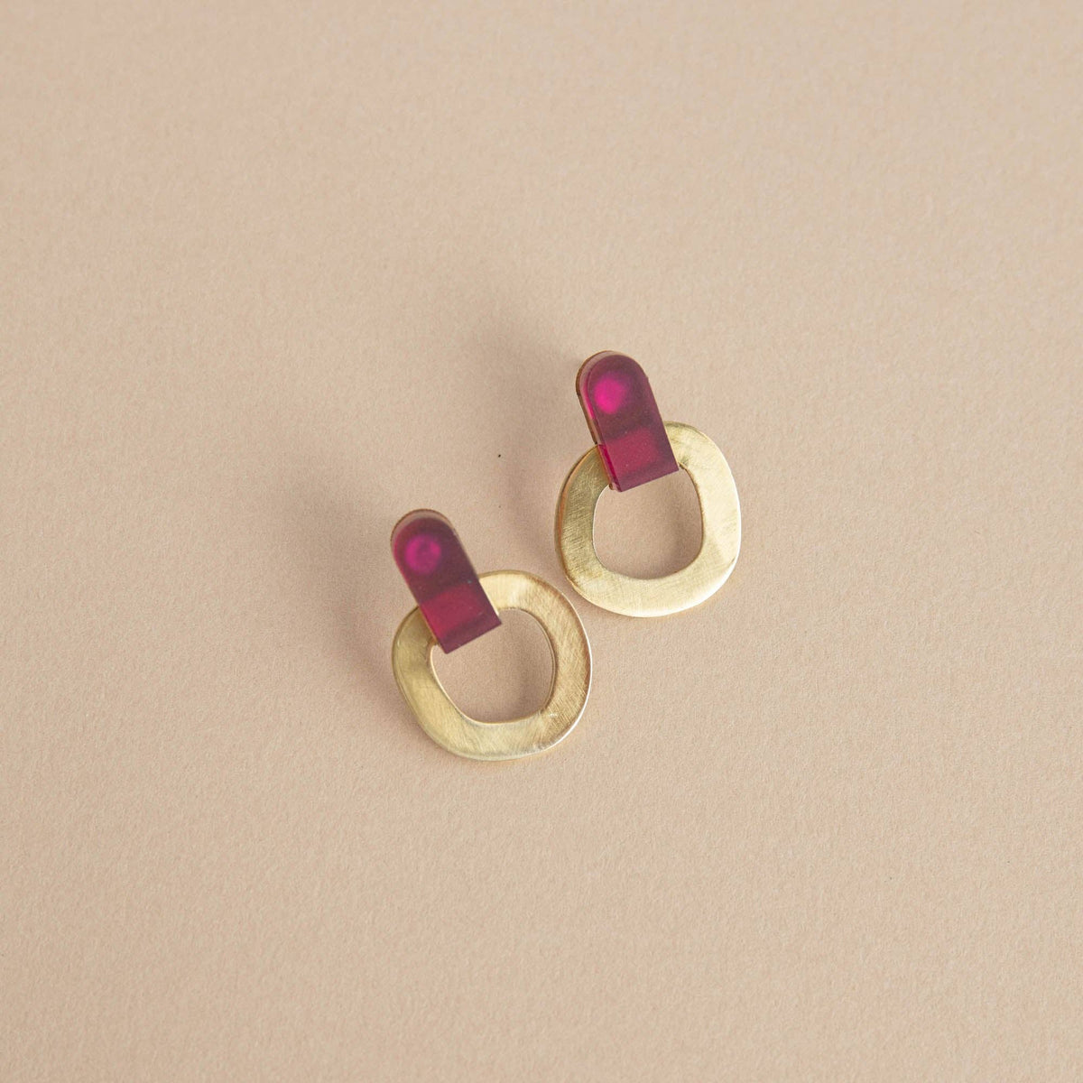 Around Brass Stud Earrings, Mothers Day