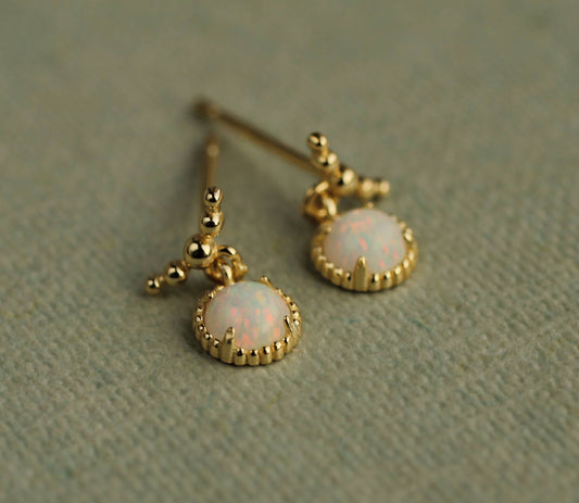 Opal Dangle Stud Earrings