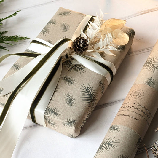 Pine Cone Kraft Wrapping Paper | 3mtr roll | Eco Gift Wrap