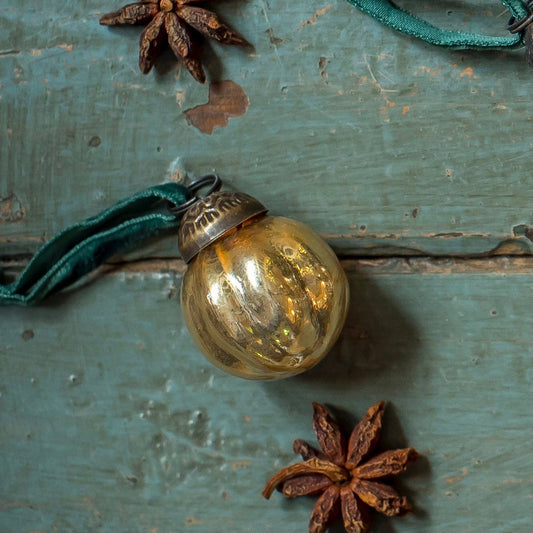 Mini Opalescent Gold Pumpkin Bauble