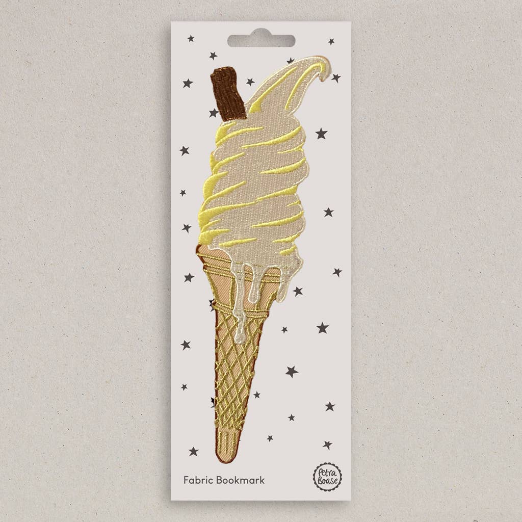 Ice Cream Cone Embroidered Fabric Bookmark