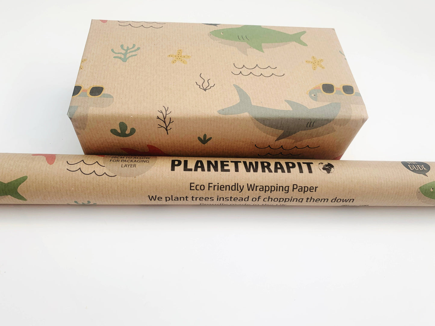 Shark Recycled Kraft Wrapping Paper Gift Wrap