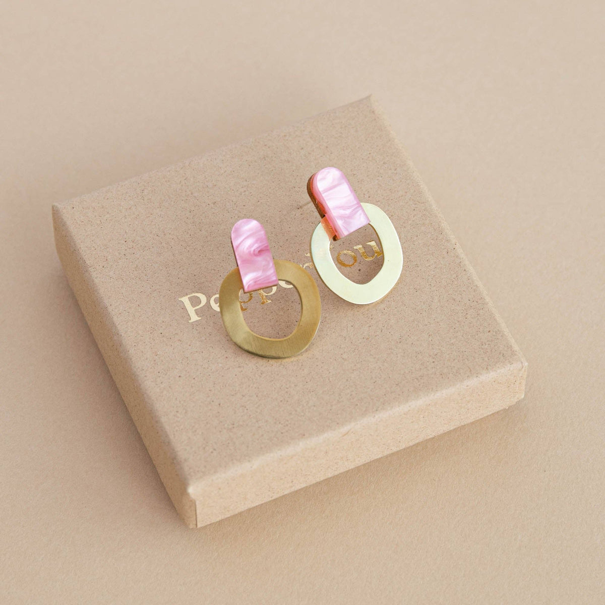 Around Brass Stud Earrings, Mothers Day