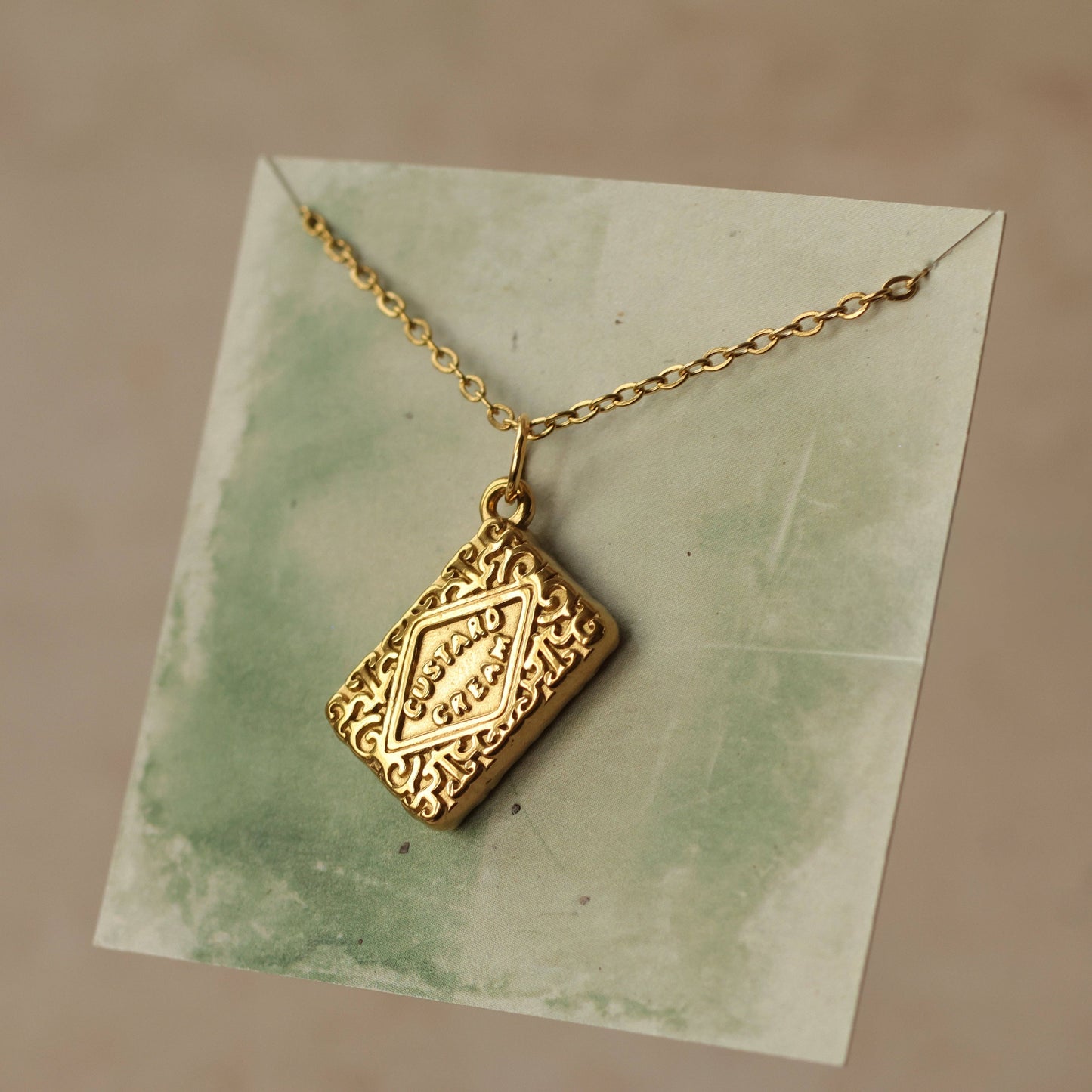 Custard Cream Biscuit Necklace