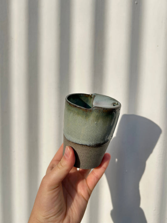 Handmade Ceramic Travel Keep Cup -  Midnight Sky + Raw Grey