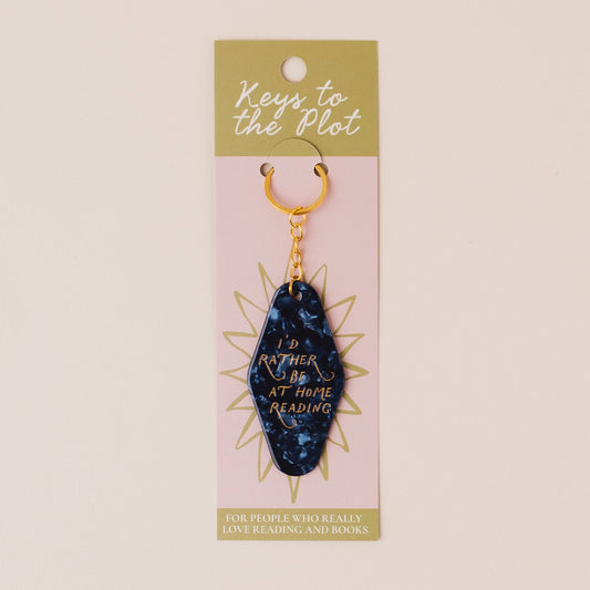 I'D RATHER BE AT HOME READING Book Lover Motel Keyring