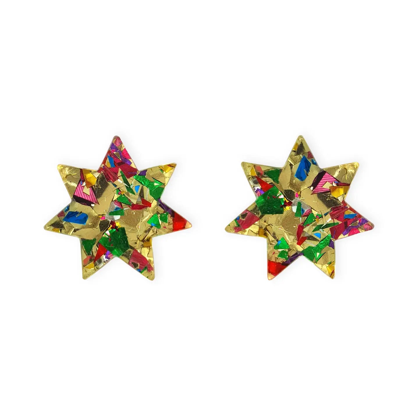 Star Small Stud Earrings in Technicolour Disco