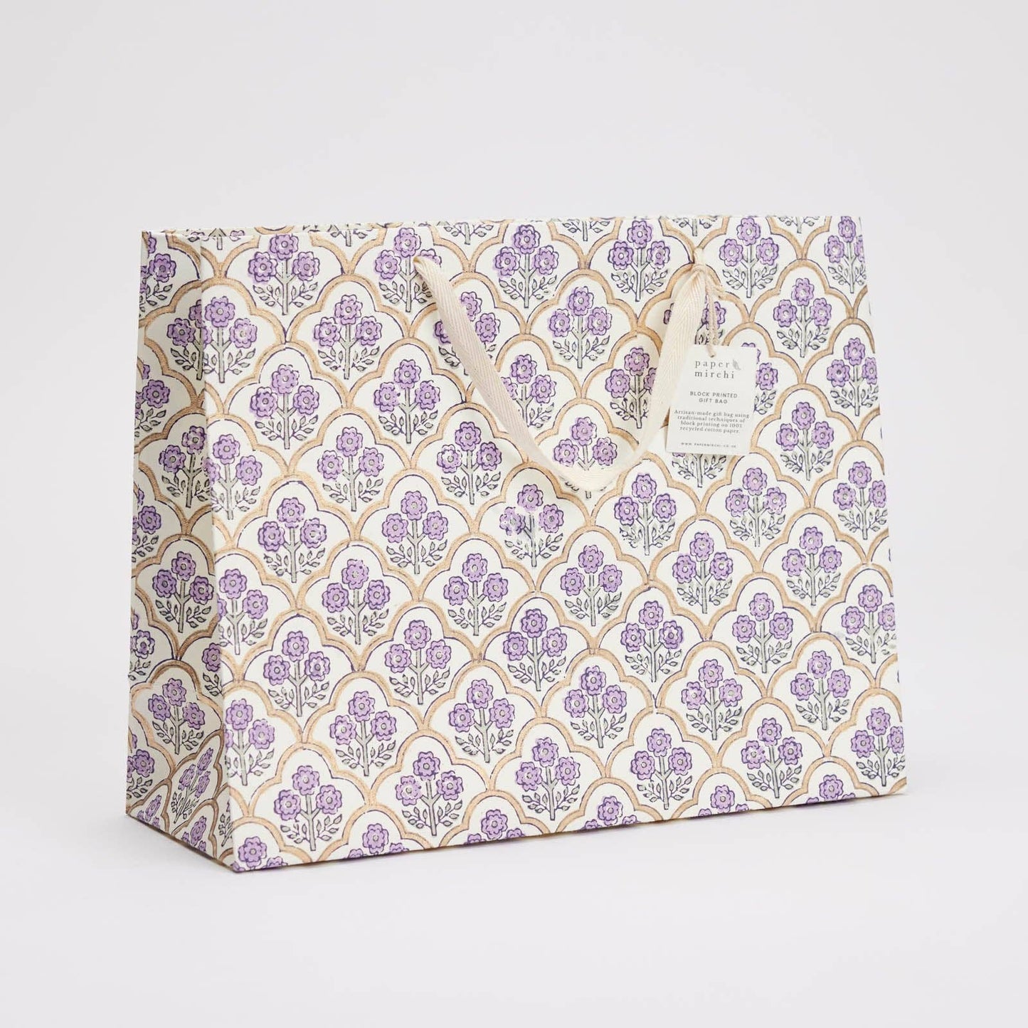 Hand Block Printed Gift Bags (Large) - Lavender