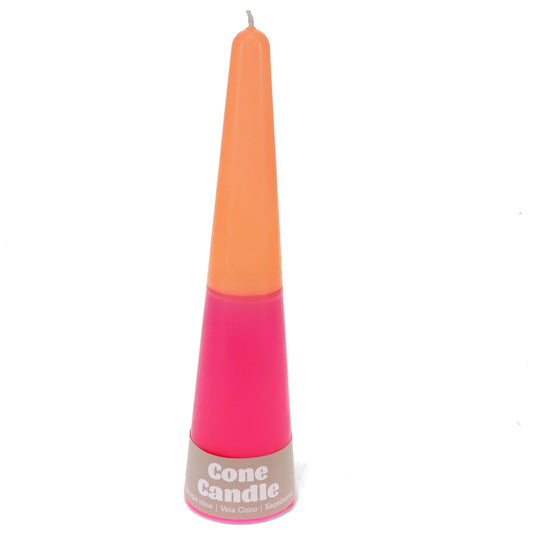 Tall Two-Colour Cone Candle - Pink-Orange