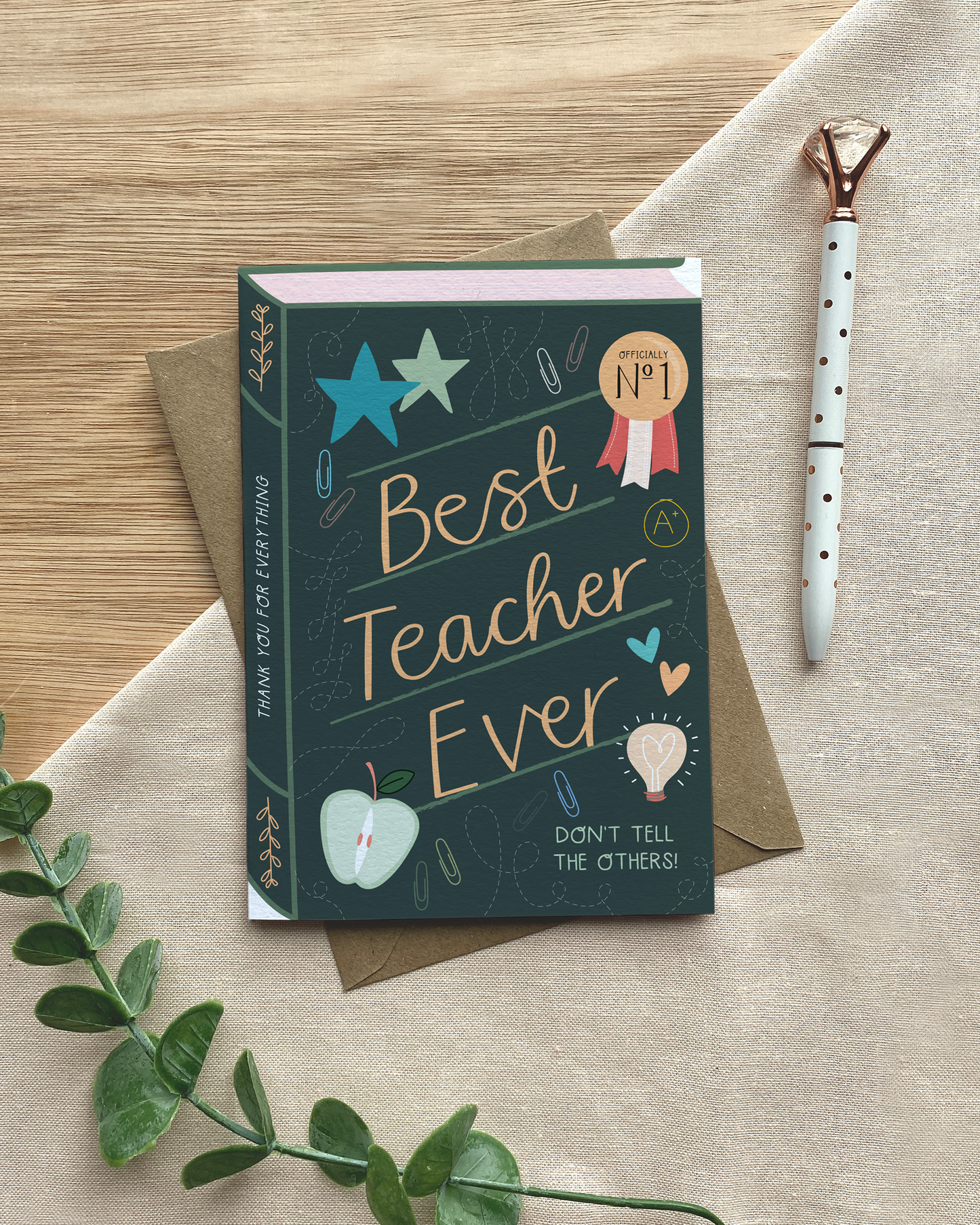 Best Teacher Ever – Luxury Book Greeting Card