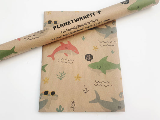 Shark Recycled Kraft Wrapping Paper Gift Wrap