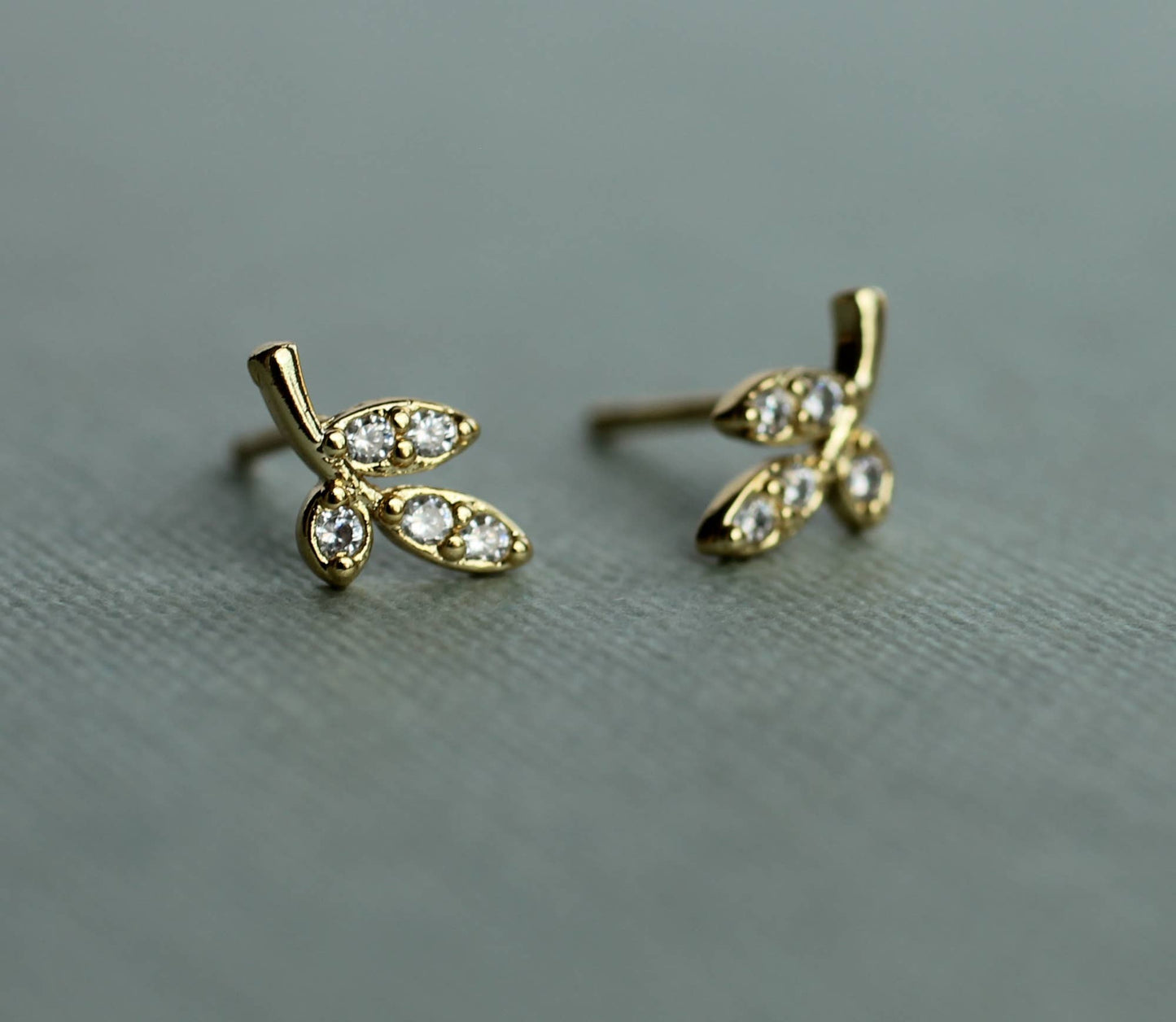 Leaf Petal Sterling Silver Stud Earrings