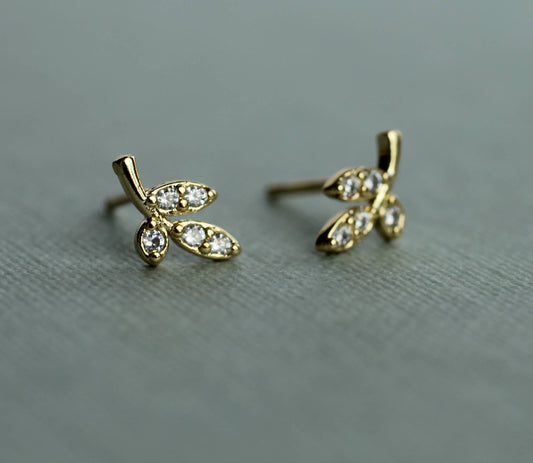 Leaf Petal Sterling Silver Stud Earrings