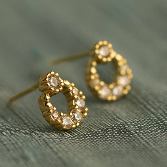 Pave Circle Stud Earrings