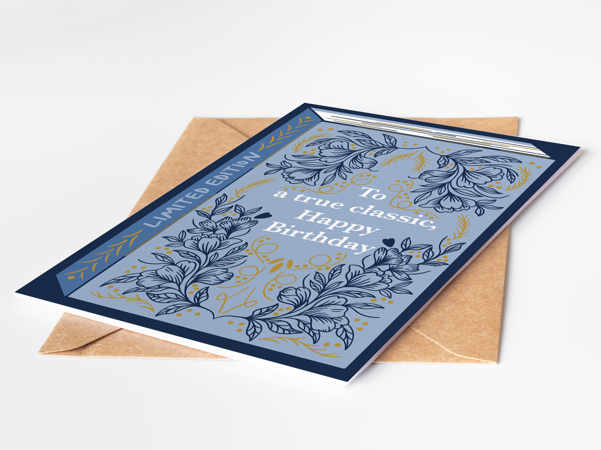 Bookish Birthday Card | Book Lover | Die Cut | Gold Foil