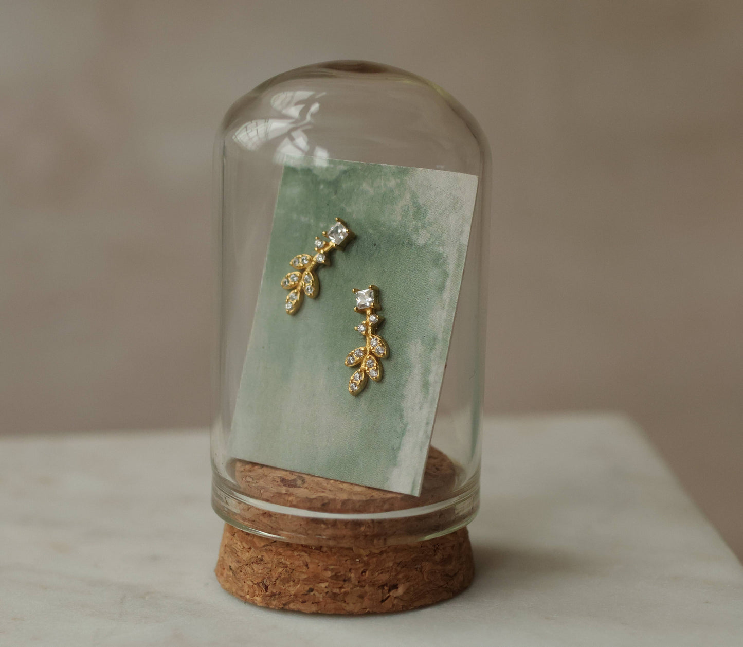 Crystal Feather Stud Earrings