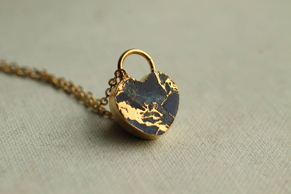 Padlock Heart Turquoise Gemstone Necklace