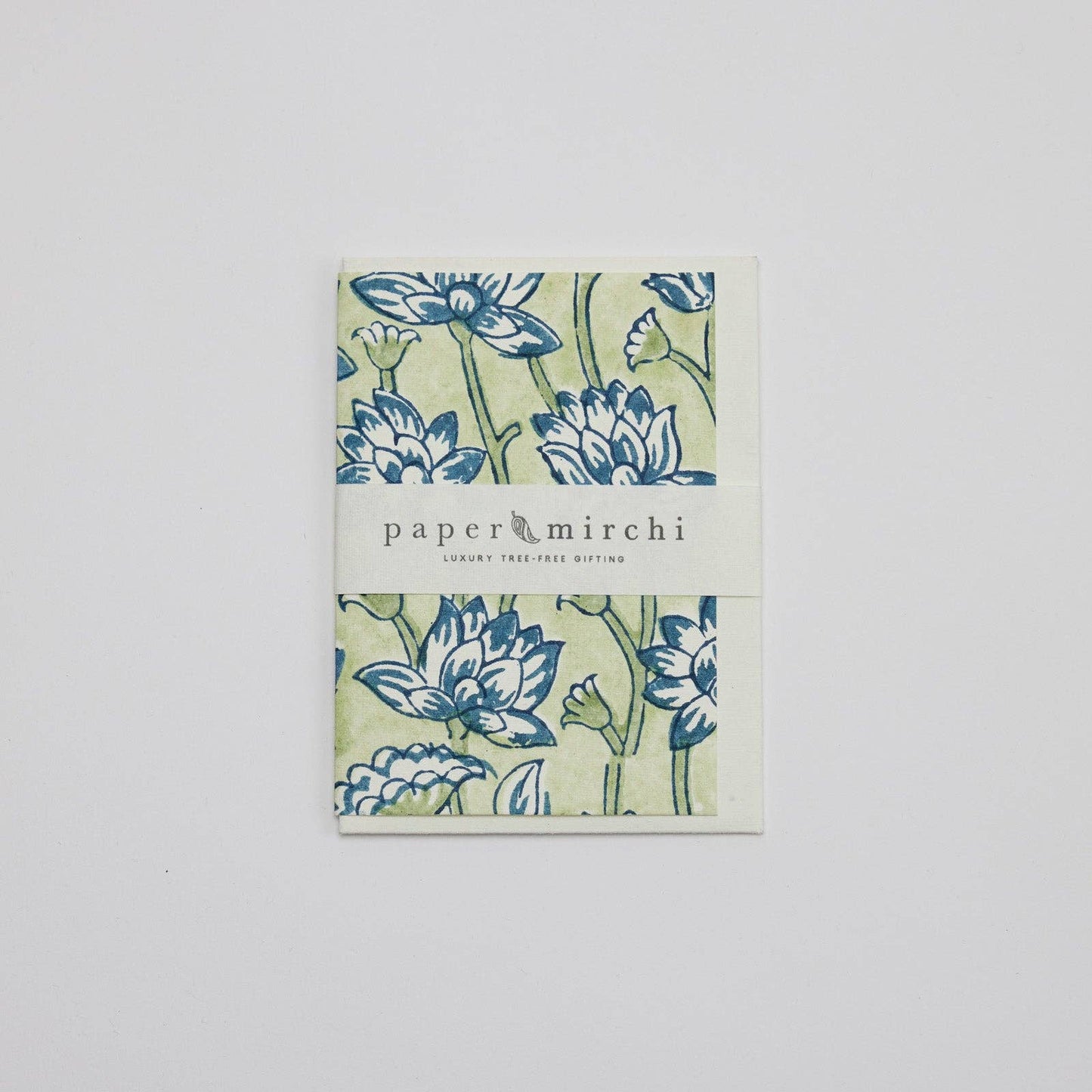Hand Block Printed Greeting Card - Lotus Indigo